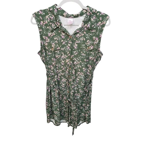 No Boundaries Womens Sz XL Green Floral Sleeveless Sundress - Picture 7 of 9